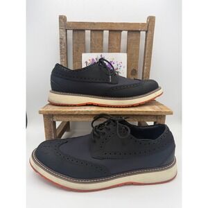Swims Motion Wingtip Oxford Shoes Mens 8 Black Navy Water Resistant Brogue